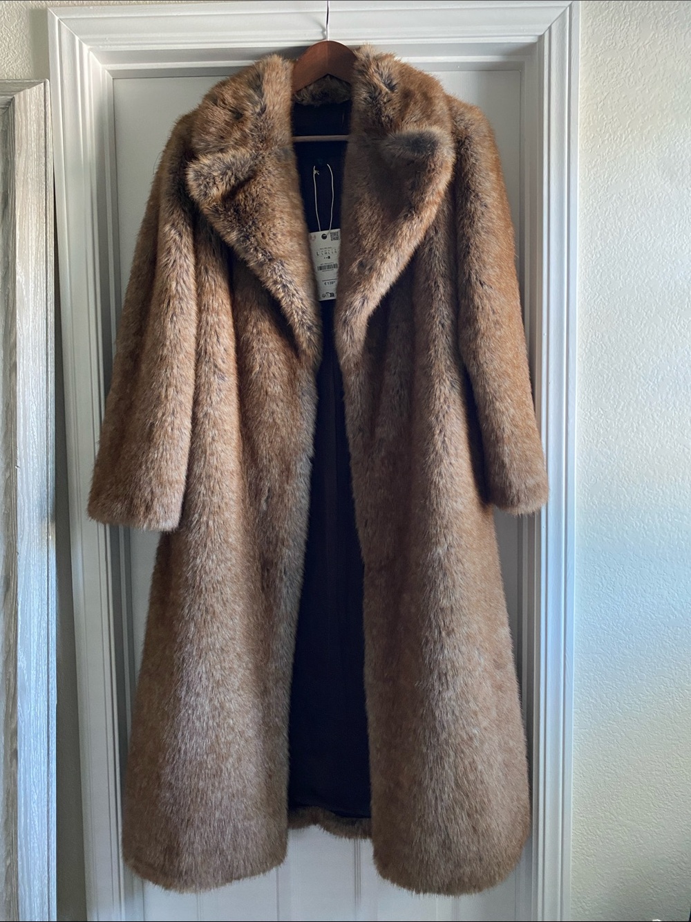 Zara Tan/Brown Faux-Fur Long Coat